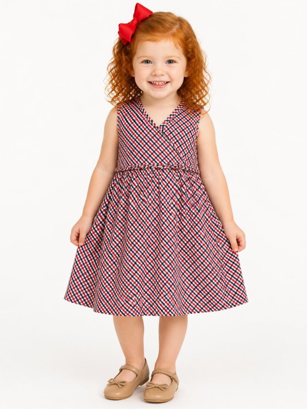 Fun to the 4th Size 3T Dress Patriotic USA Red White & Blue Checked July 4th